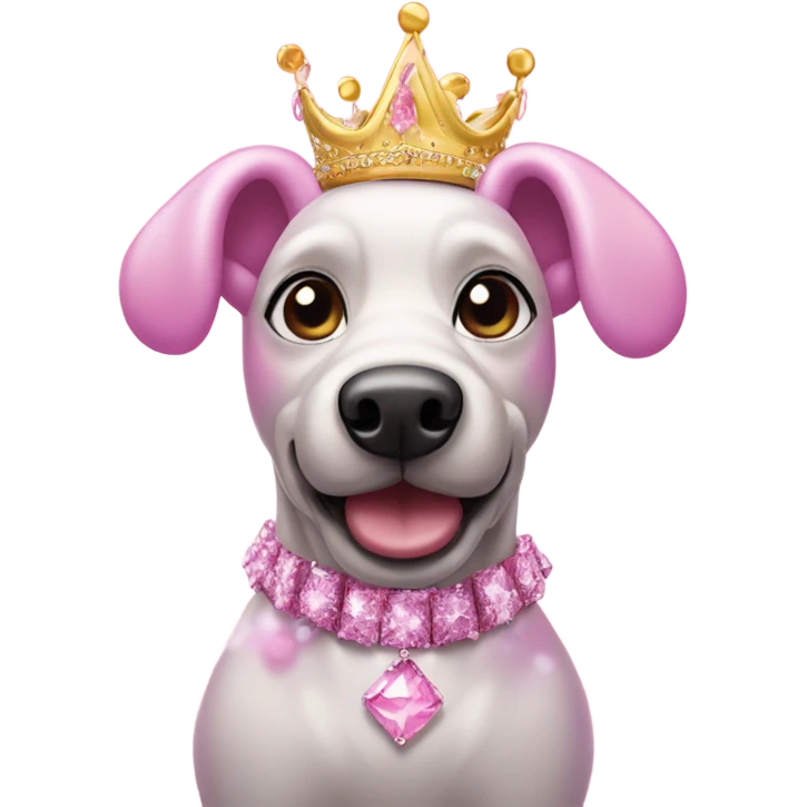 Pink balloon dog with a princess tiara emoji