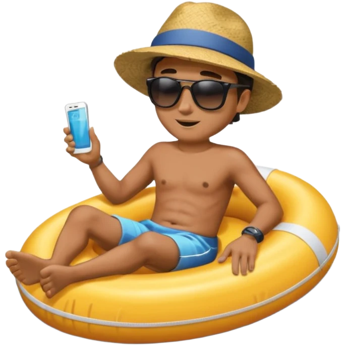 a man floatin on water while sitting on a tube emoji