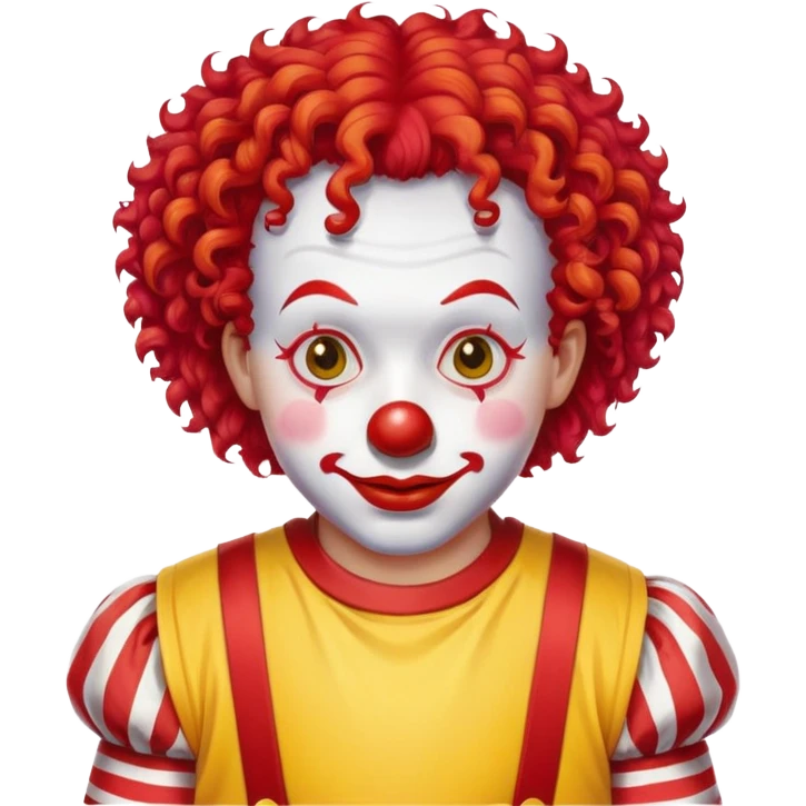 McDonald's clown with bright red curly hair and yellow T-shirt with red and white striped sleeves emoji