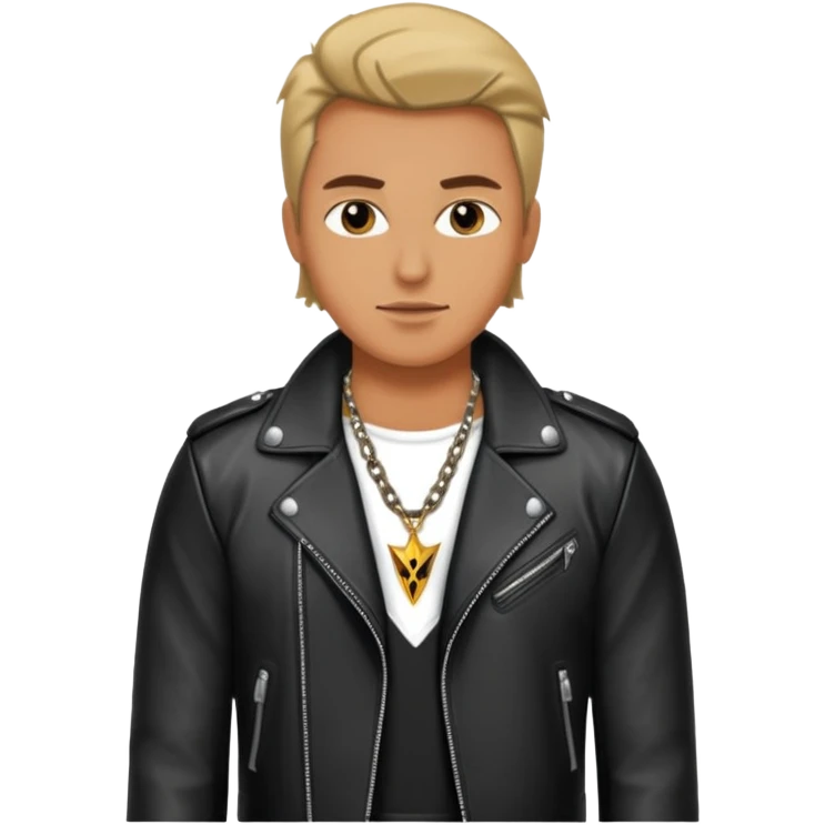 a rockstar wearing necklace, leather jacket emoji