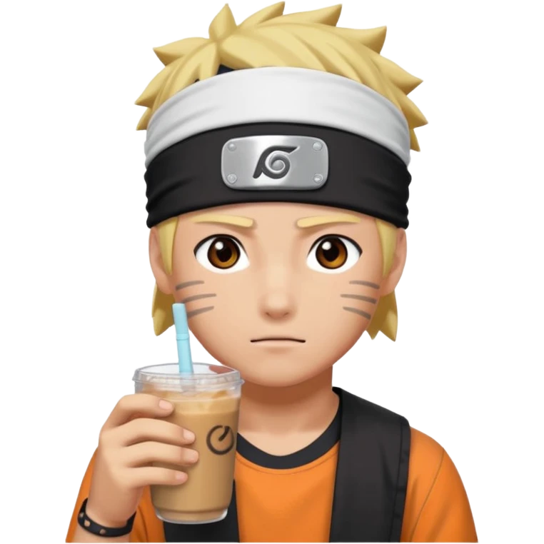 Naruto drinking iced chai emoji