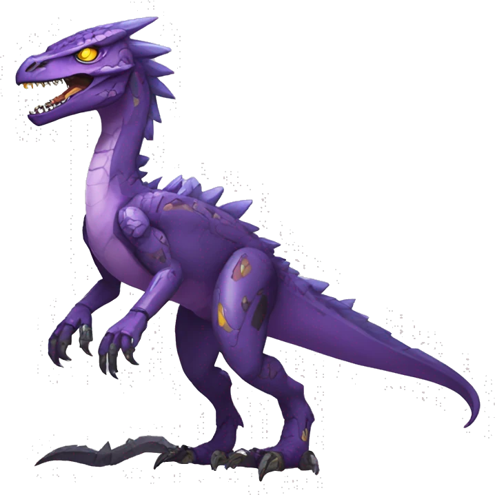  Edgy Purple Yellow Digimon-Fakemon-Velociraptor-Dragon-Mecha full body emoji
