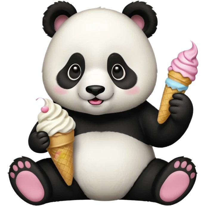 Panda eating ice cream emoji