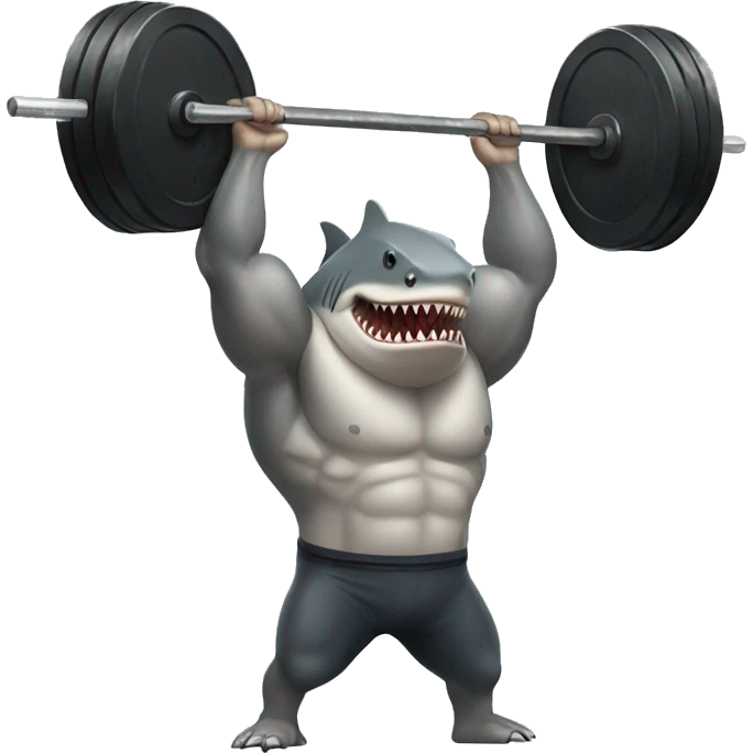 a muscular shark doing deadlift emoji