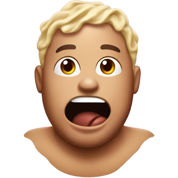 Fat guy no shirt chocolate ice cream on his face emoji