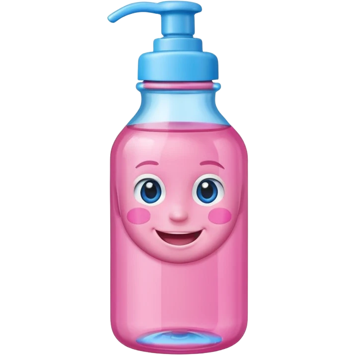 Smiling grin baby oil bottle pink blue top  emoji