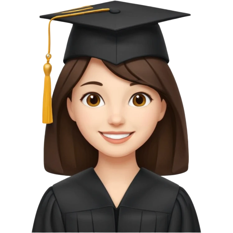 brunette person with graduation cap emoji