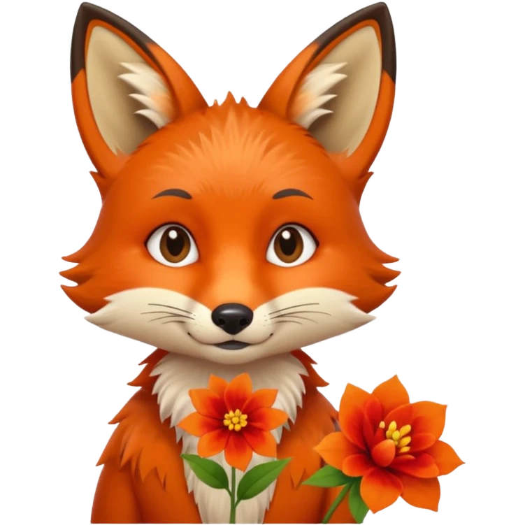 stojący z kwiatkiem lisek który jest obrażony  emoji