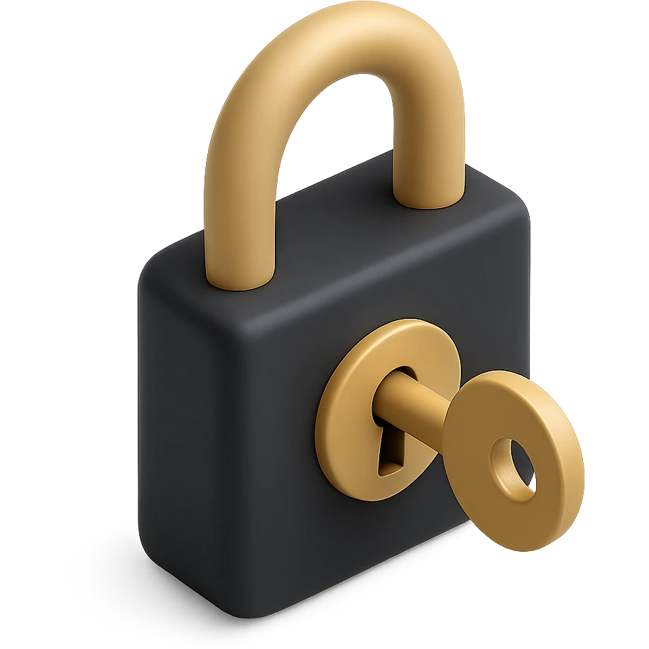 Closed padlock with a key inserted into it emoji