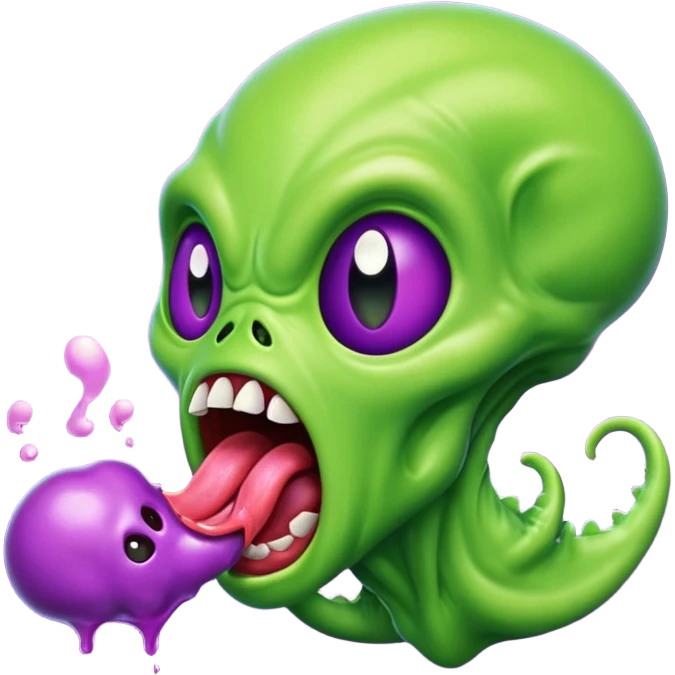 Alien licking a weird creature yelling and screaming  emoji