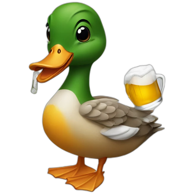 Duck drinking beer emoji