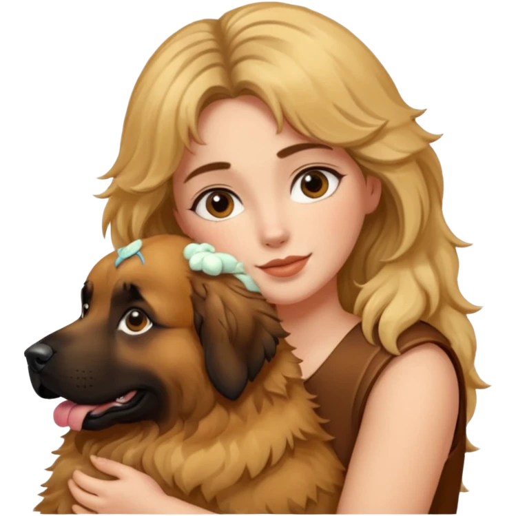 Ludovica che abbraccia il suo cane leone emoji