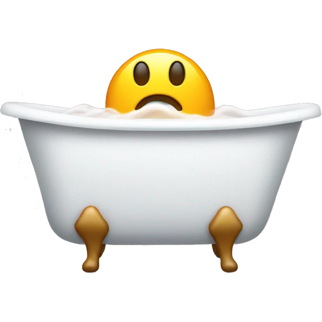 A bathtub with a toaster about to fall into it, simple looking and cute emoji