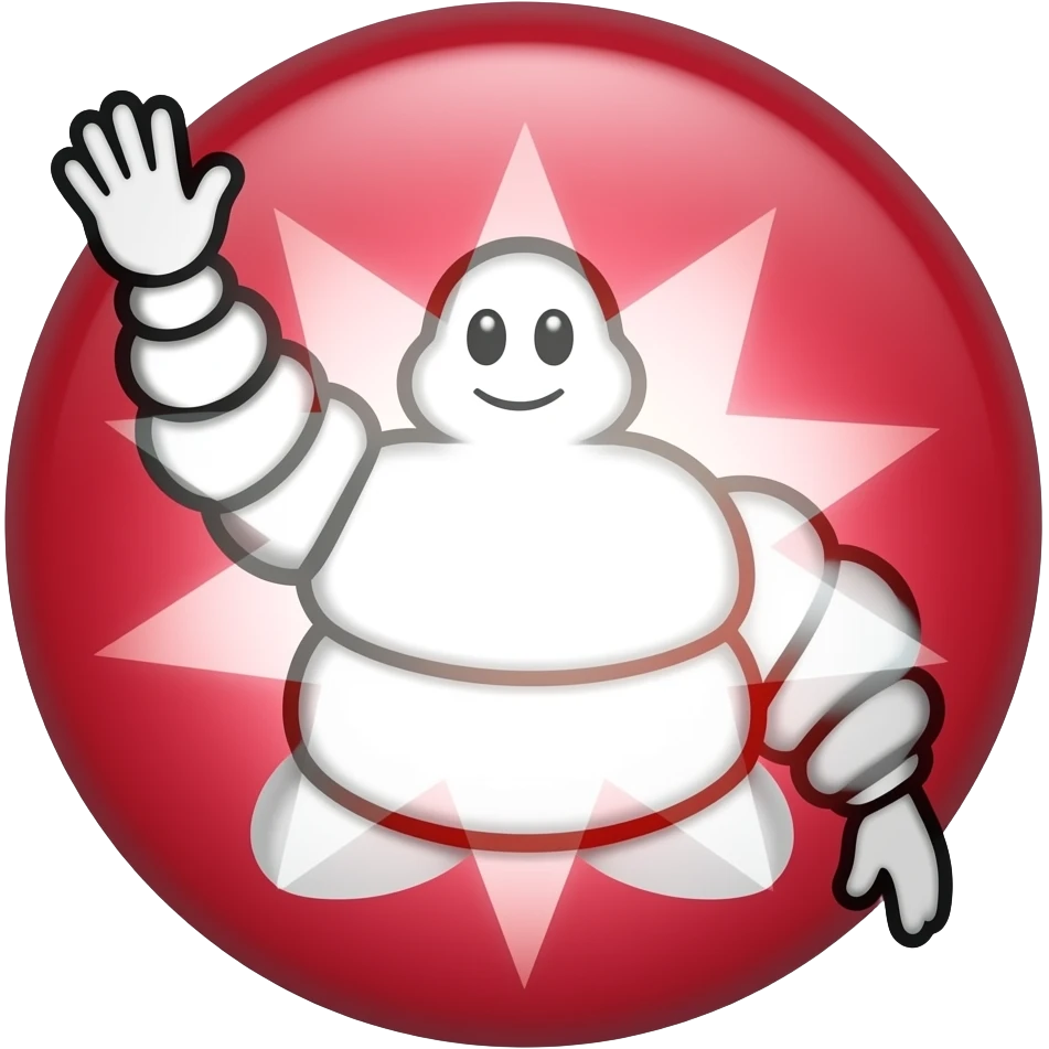 please make the Michelin star logo, curved red edged please emoji