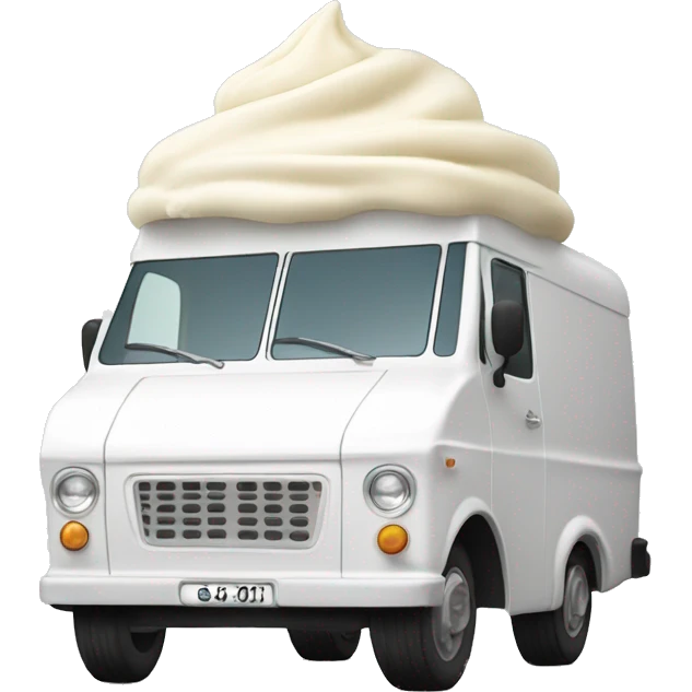 minimalistic white ice-cream van, profile view emoji