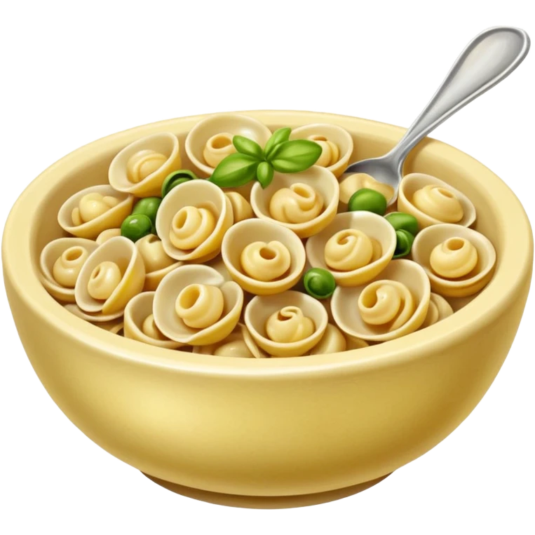 a bowl filled with orecchiette pasta, appetizing and detailed emoji