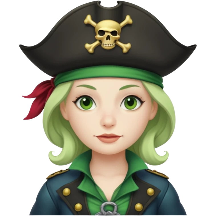 female whale pirate, in green pirate outfit  emoji