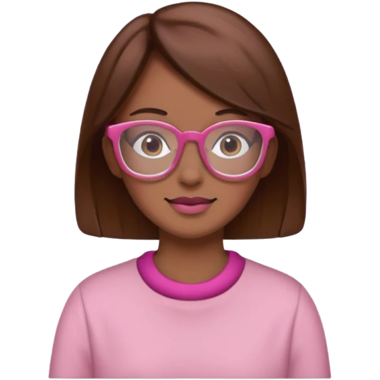 create a emoji of my friend camilla: she wears glassess and she has brown hair (don't make it yellow but pink) emoji
