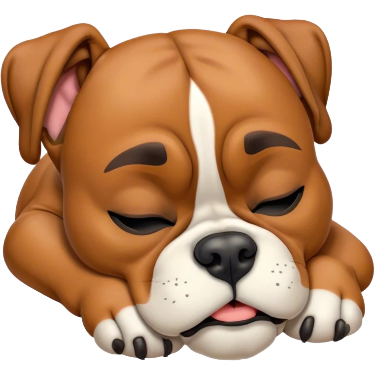 Meme-Worthy cute Sleeping Boxer dog Portrait Emoji, Head resting peacefully with a contented smile, showcasing a delightfully cute build and a luxuriously soft fawn fur, eyes shut in a serene nap, Simplified yet hilariously adorable features, highly detailed, glowing with a soft, drowsy light, high shine, relaxed and utterly lovable, stylized with an air of playful laziness, bright and heartwarming, soft glowing outline, capturing the essence of a comically sleepy Boxer, so meme-worthy it feels like it could instantly become the next viral sensation of adorable slumber! emoji