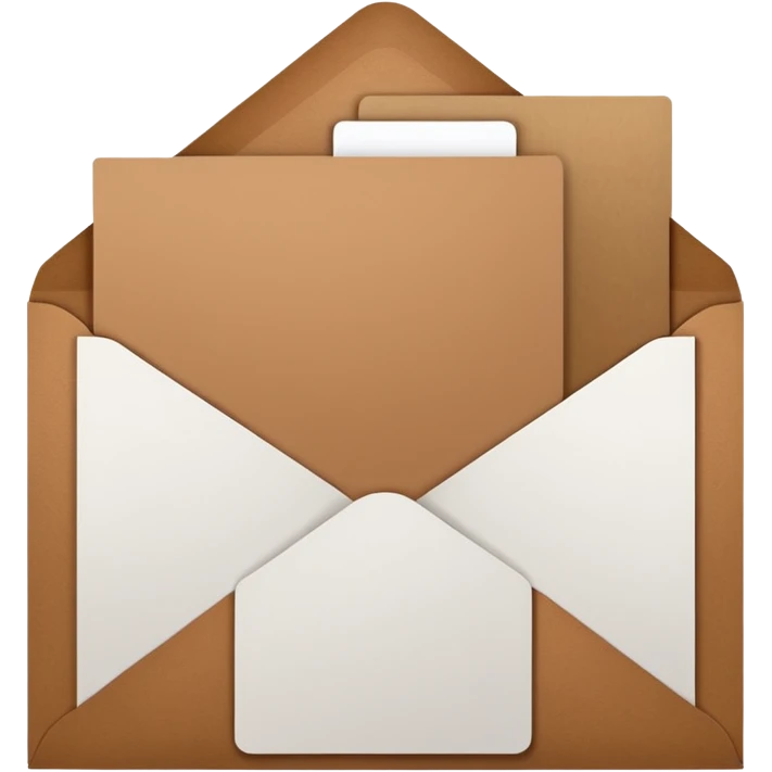 blank greeting card open with brown envelope next to it emoji