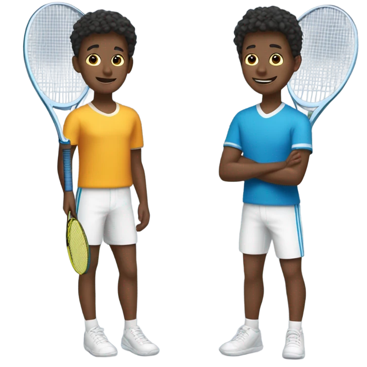 2 boy brothers playing tennis together  emoji