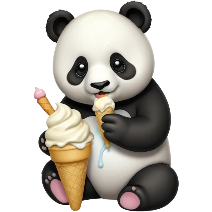 Panda eating ice cream emoji