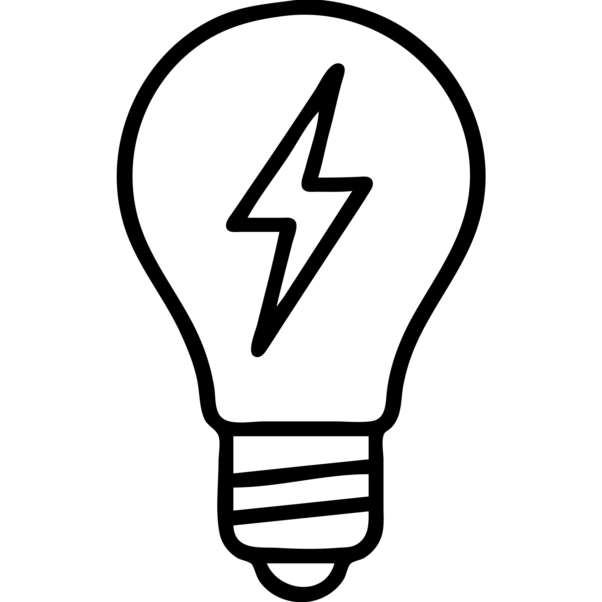 minimalist vector icon of a classic incandescent lightbulb with rounded glass bulb and screw-in base, with a sharp angular lightning bolt passing vertically through the center of the bulb, clean modern vector art, single dark gray color, no gradients or shadows, bold clear lines, balanced proportions, unified design emoji