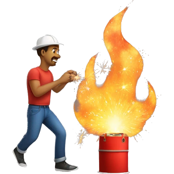 Fire work with man emoji