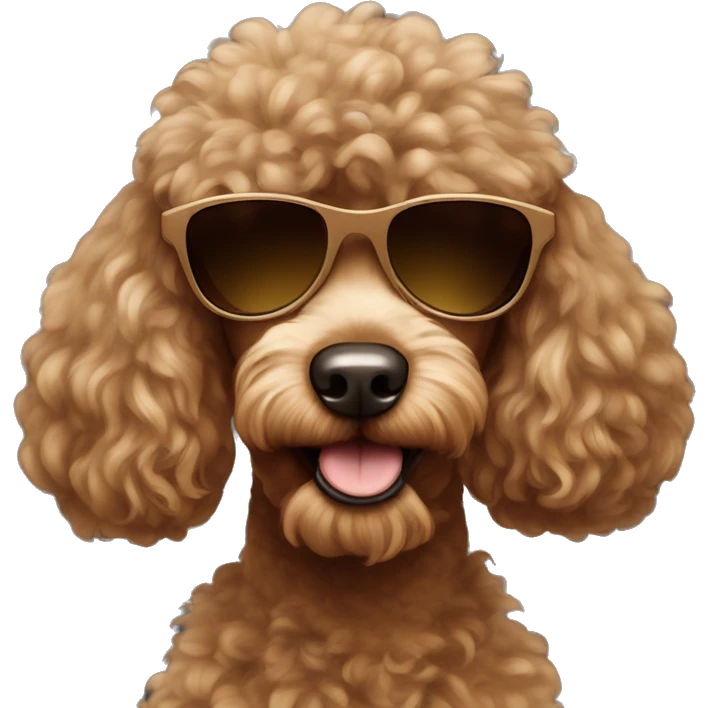 Brown poodle dog with sunglasses emoji