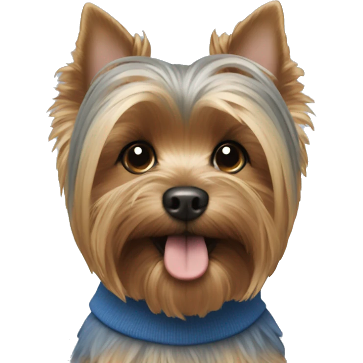 Yorkie wearing a blue sweatshirt  emoji