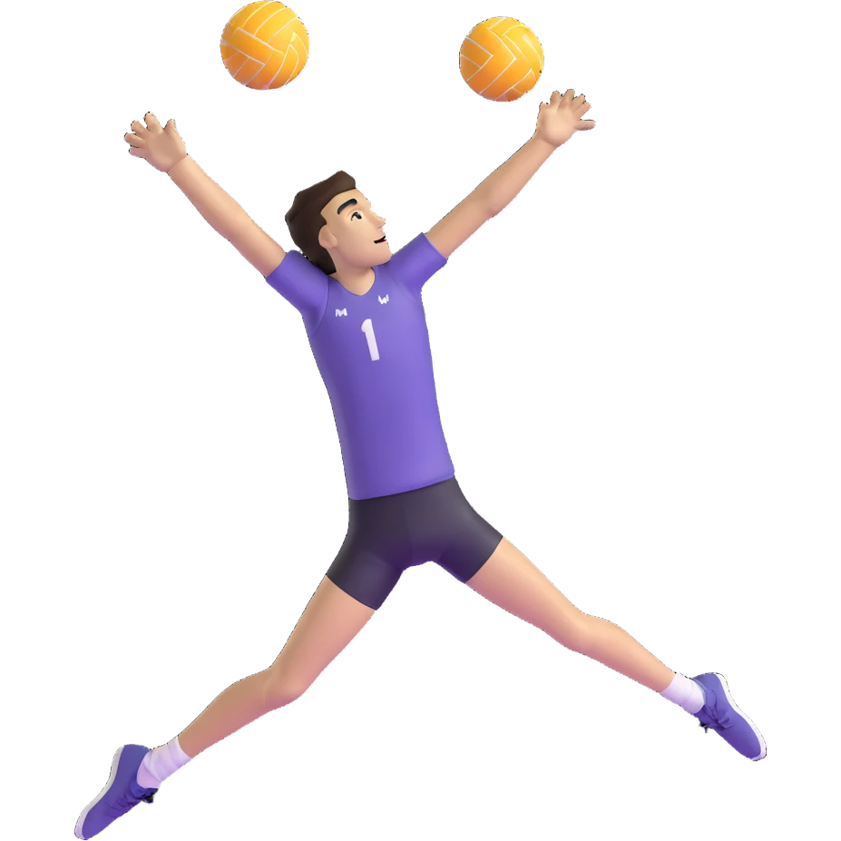 tall volleyball player jumping to spike emoji