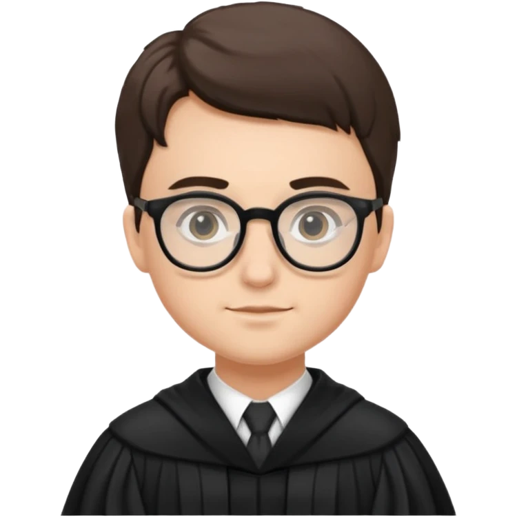 Young judge with glasses and robe emoji