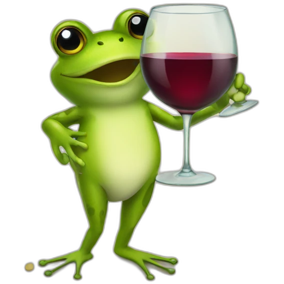 a frog with a glass of wine emoji