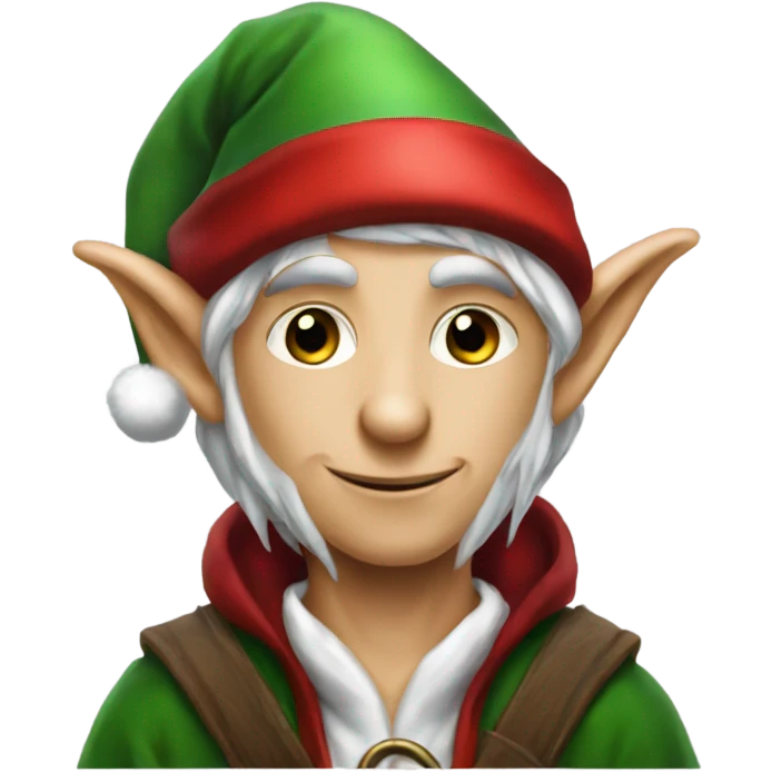 rogue male elf fantasy wearing santa hat emoji