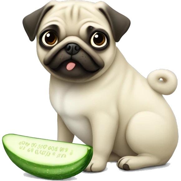 Pug of ivory eats cucumber emoji
