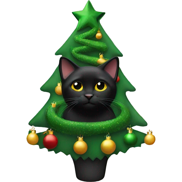 Black cat Christmas tree emoji