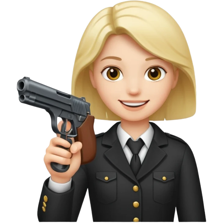 Make someone smiling and pointing a gun at you emoji