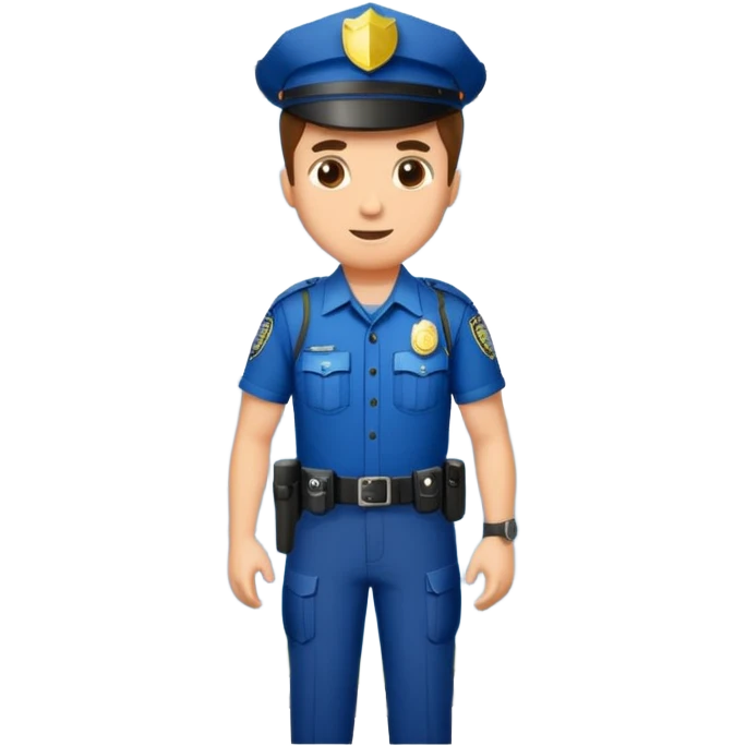 Adventurous man hiking with a police badge emoji