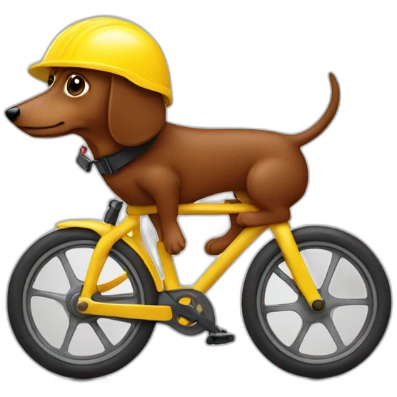 A small brown sausage dog wearing a yellow bike helmet emoji