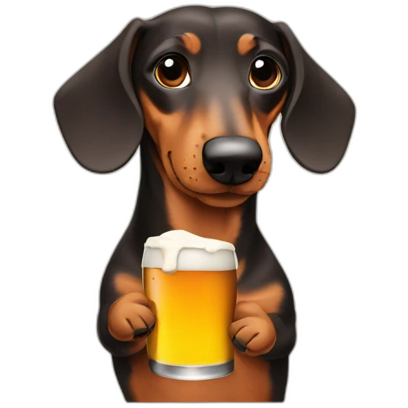 dachshund drinking beer emoji
