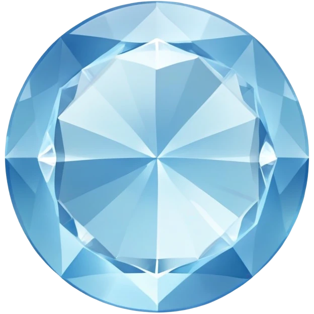 A round cut light blue celestite gem, faceted with brilliant shine and clarity, showing the characteristic pale blue of celestite emoji