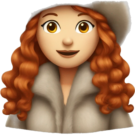 Redhead Girl in fur coat and hat  emoji