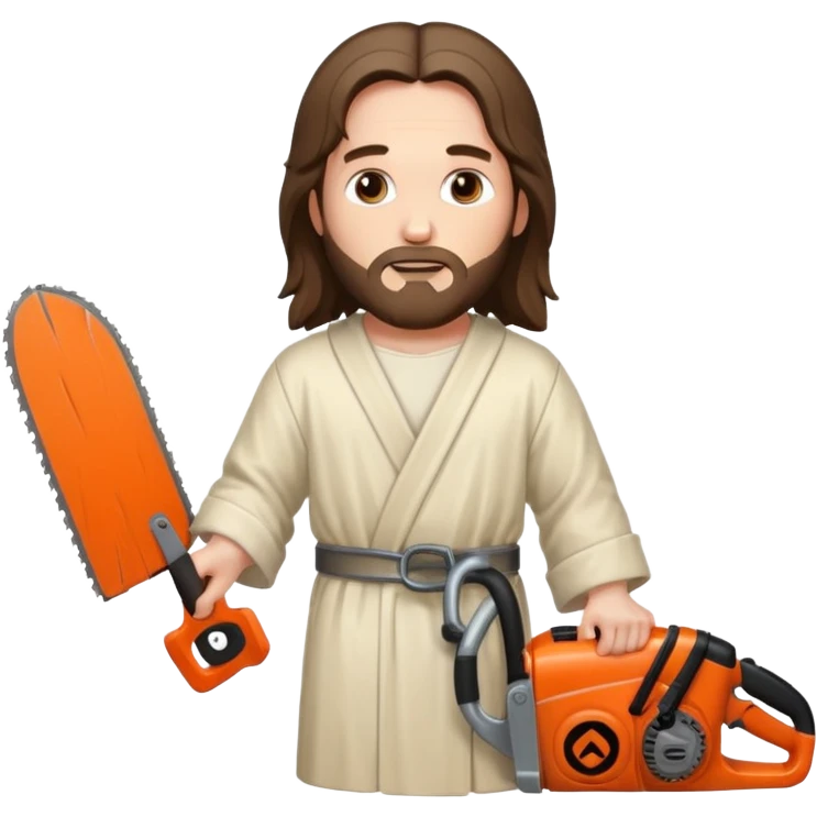Jesus Christ with chainsaws for hands emoji