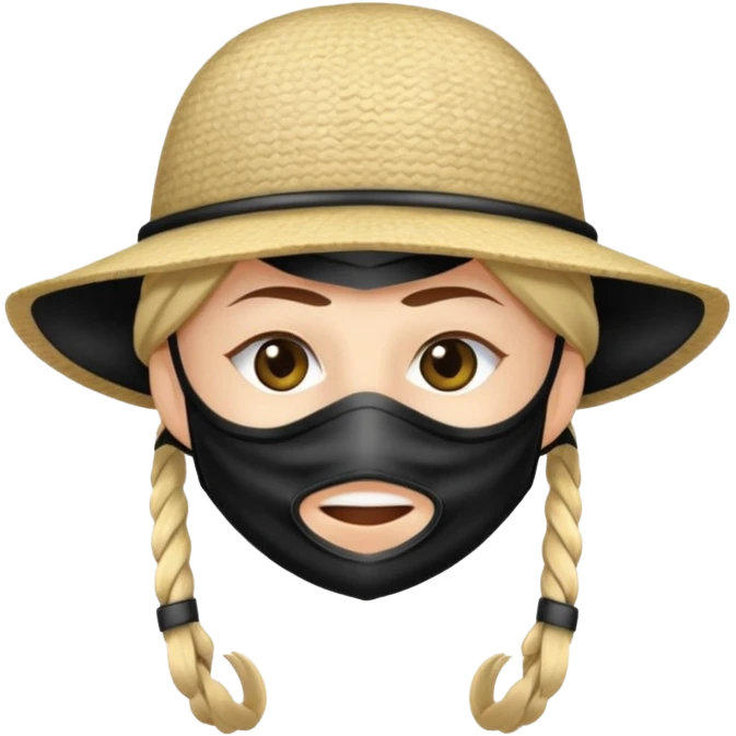 Cartoon-Räuber mit schwarzer Augenmaske, gestreiftem Shirt, schwarzer Mütze der sich von einem seil herunter lässt emoji