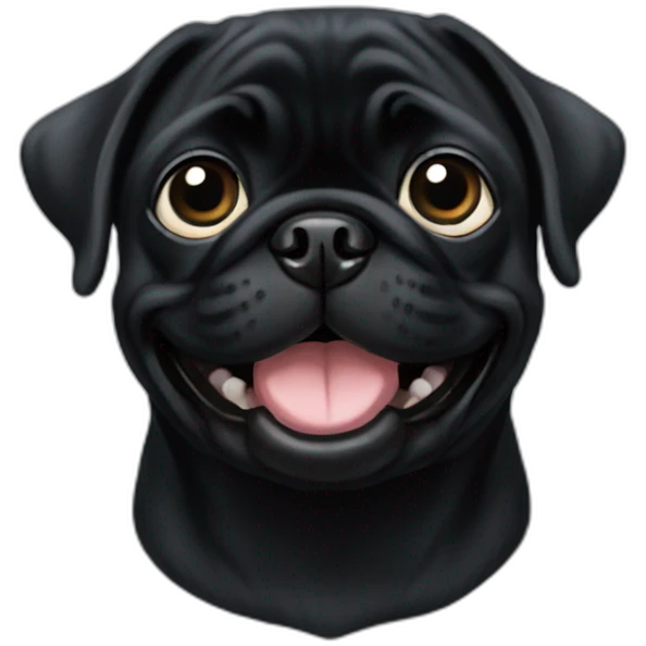 a black pug smiling emoji