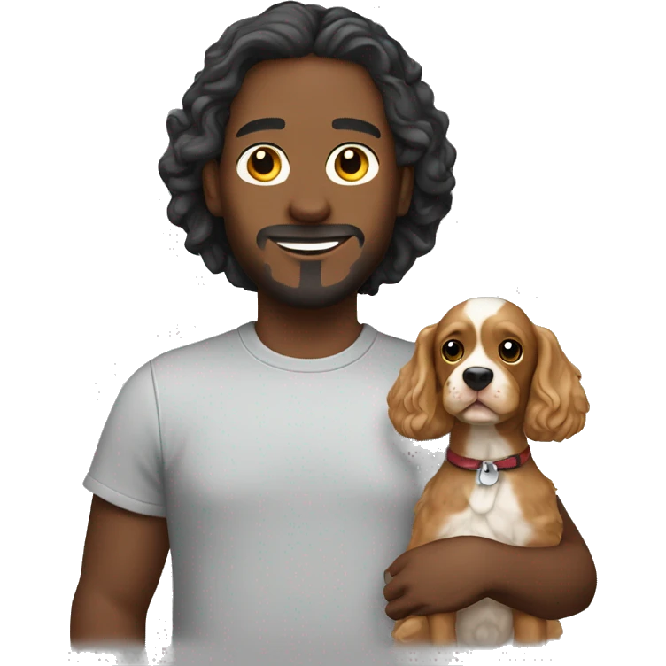 Man holding cocker spaniel  pappy mix emoji