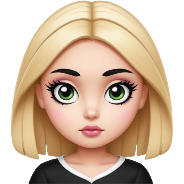 powerpuff girls blossm russian features, beauty, pretty eyes, black eyeliner, pretty bratz baddie emoji