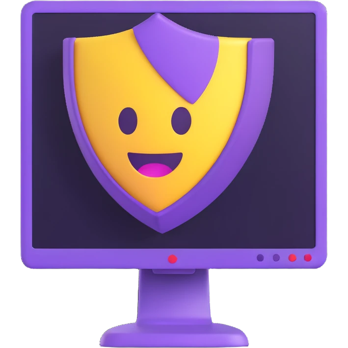 purple team cyber security emoji showing a computer monitor with a purple shield and digital effects in modern emoji style emoji