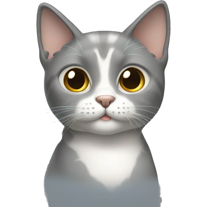 gray cat with white chest emoji
