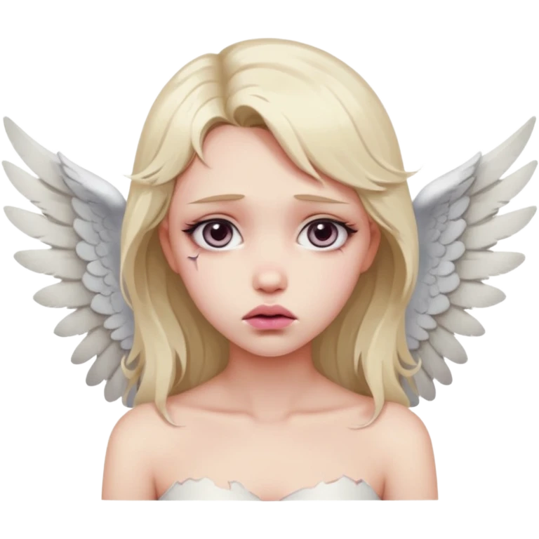 Female angel with torn wings, exposed collarbones, sorrow and lust intertwined emoji